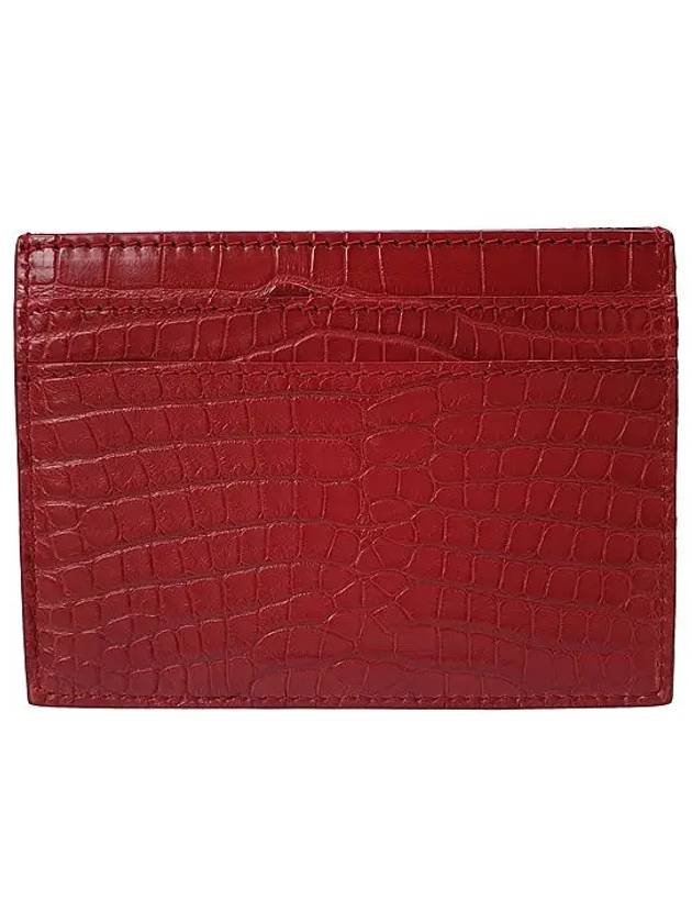 Luxury Saint Laurent Monogram Crocodile Card Wallet Red