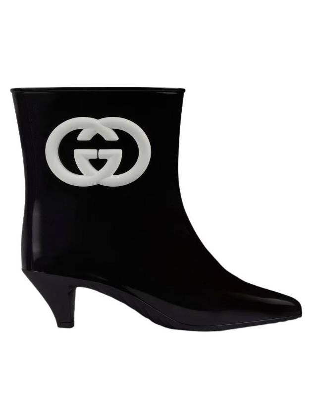 Luxury Gucci Trending 2025 Interlocking G Shiny Rubber Ankle Middle Boots Black