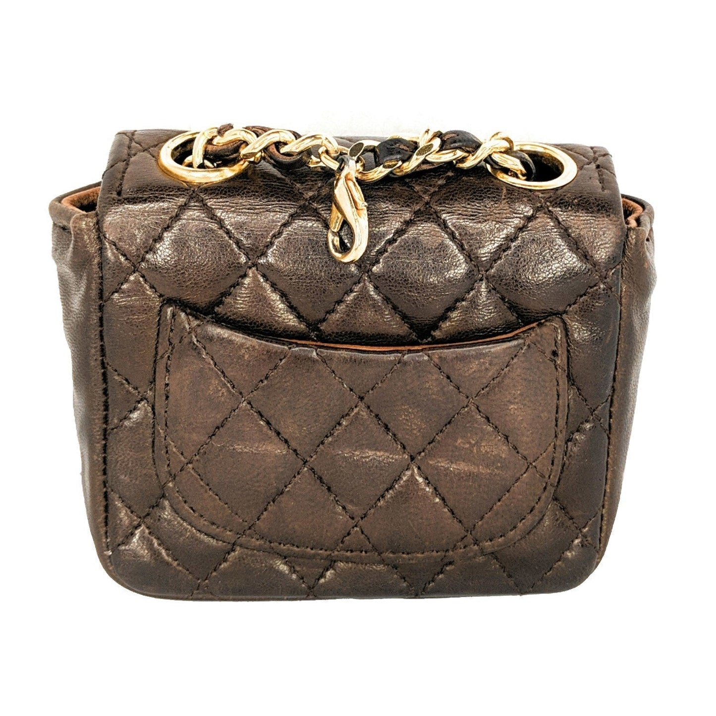Luxury Chanel Vintage Brown Quilted Micro Belt Bag