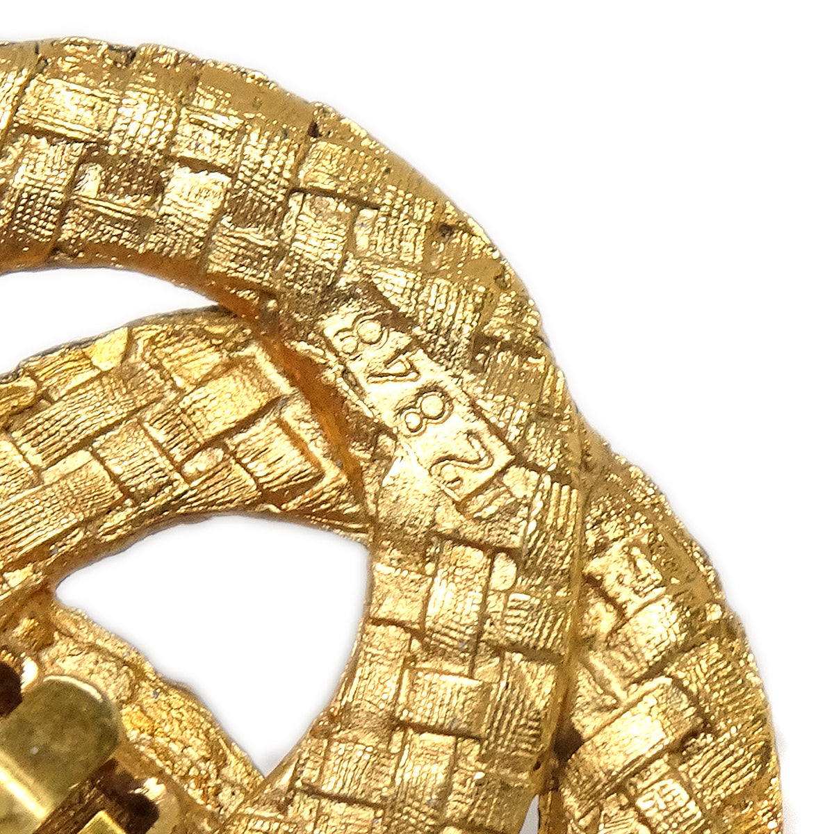 Luxury Chanel 1994 Woven CC Earrings Gold Clip-On 2848