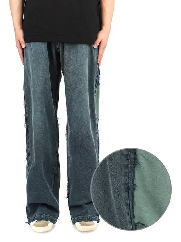 Luxury Balenciaga Wide Leg Panelled Jeans Blue