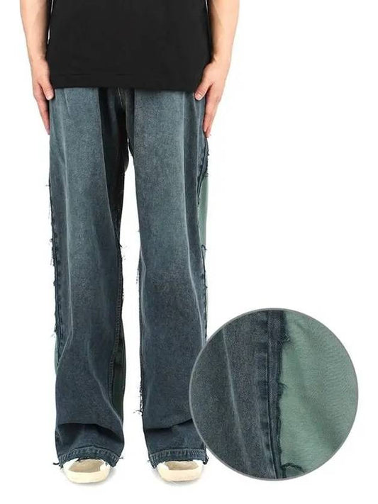 Luxury Balenciaga Wide Leg Panelled Jeans Blue