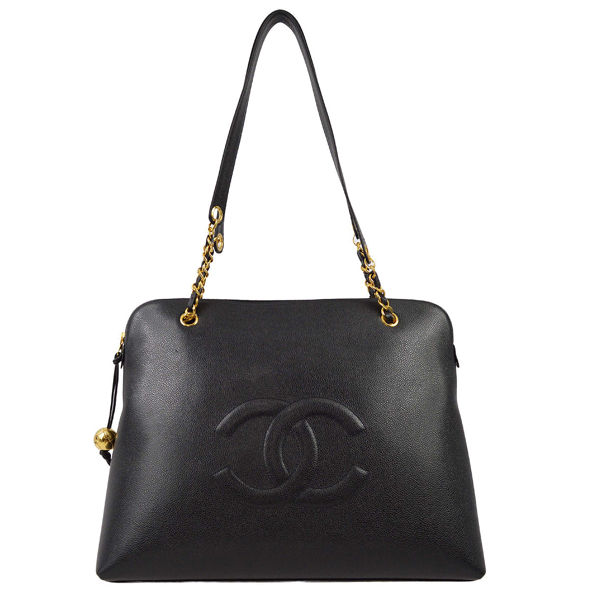 Luxury Chanel 1994-1996 Black Caviar Timeless Zipper Top Tote 41