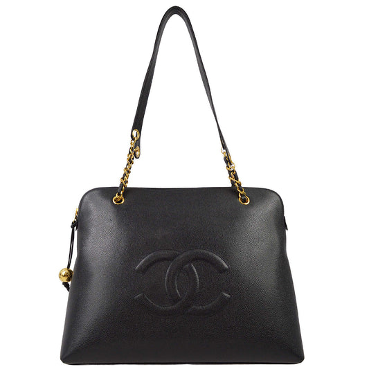 Luxury Chanel 1994-1996 Black Caviar Timeless Zipper Top Tote 41