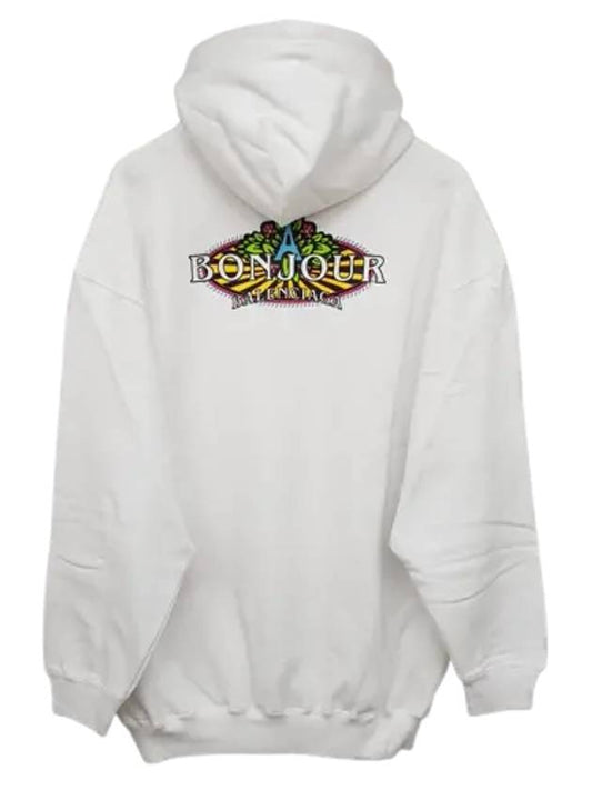 Luxury Balenciaga Bonjour Oversized Hoodie White