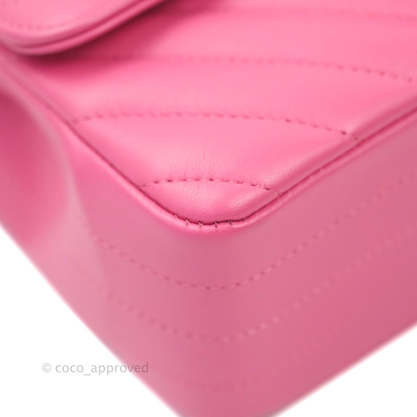 Chanel Chevron Mini Rectangular Lambskin Flap Pink Gold Hardware