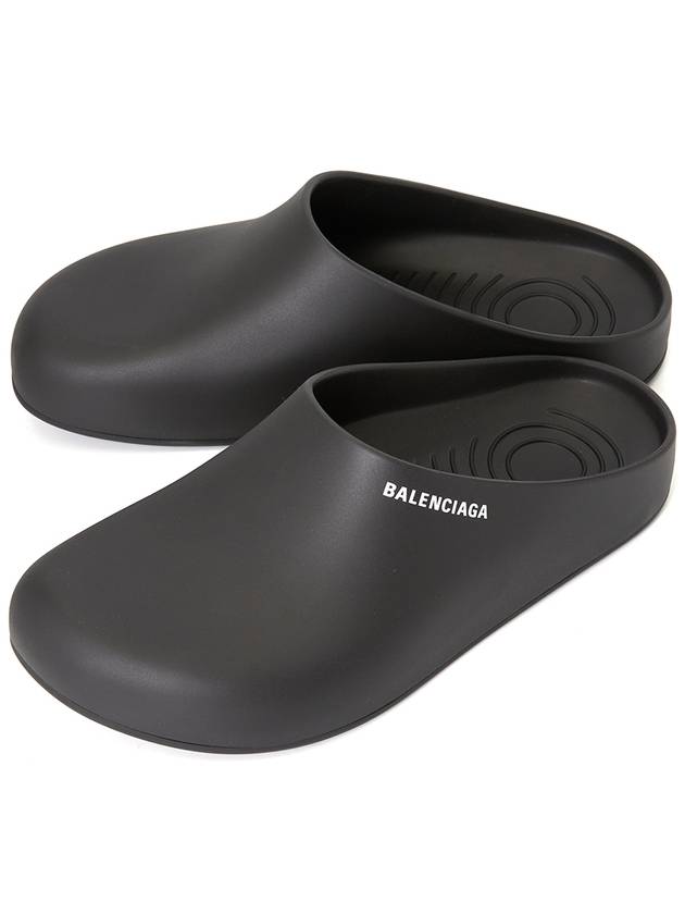 Luxury Balenciaga Logo Pool Closed Mule Black