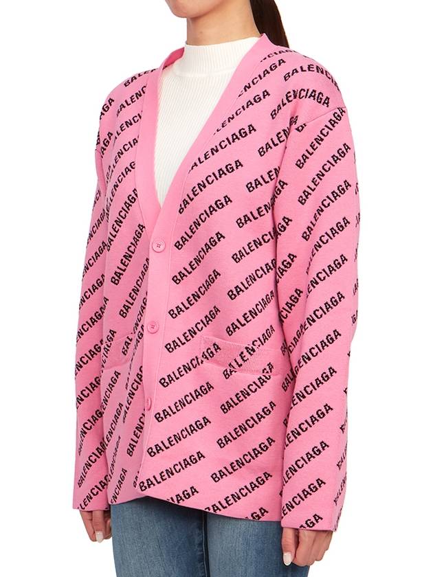 Luxury Balenciaga All-Over Logo Cardigan Pink