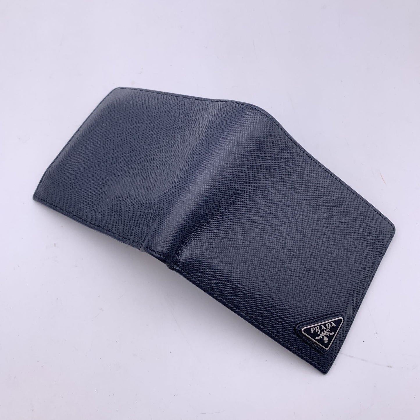 Luxury PradaBlue Saffiano Leather Bifold Wallet Coin Purse