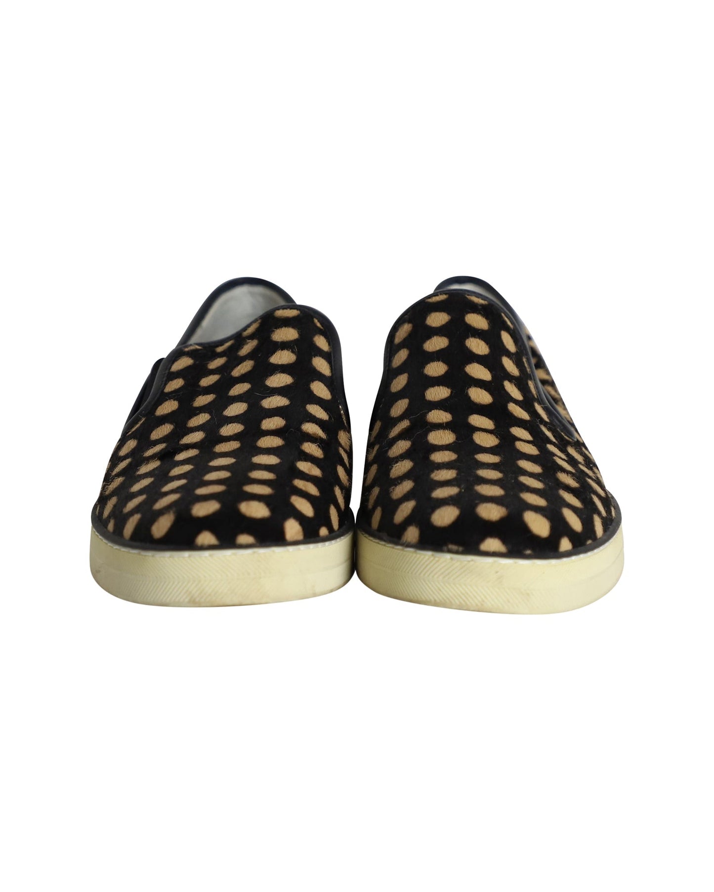Luxury Bottega Veneta Polka-dot Pony-style Slip-on Sneakers in Black Calfskin Leather