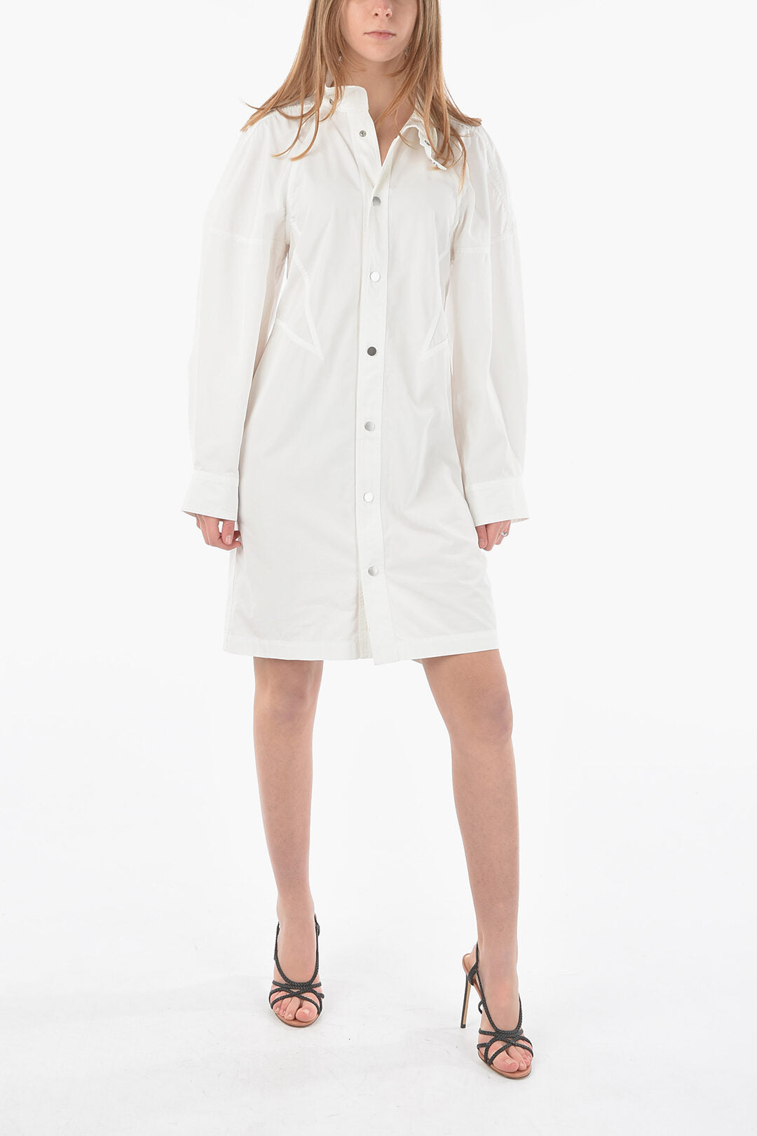 Luxury Bottega Veneta Snap Button COMPACT Shirt Dress