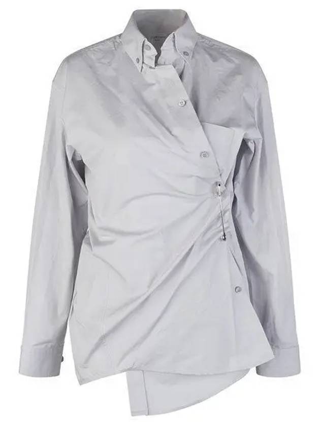Luxury Balenciaga Twist Button Cotton Shirt Grey
