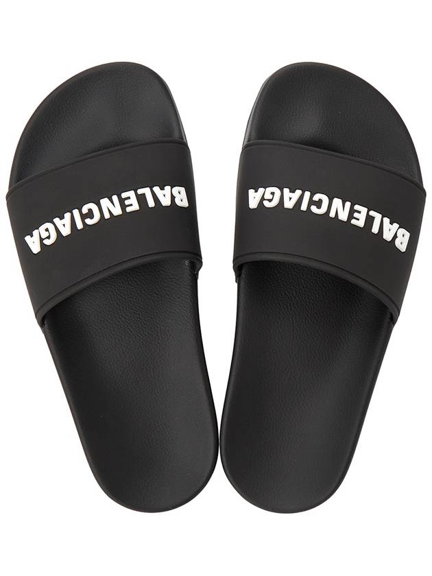 Luxury Balenciaga Logo Slippers Black