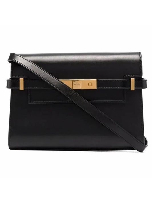 Luxury Saint Laurent Manhattan Small Shoulder Bag Leather Black