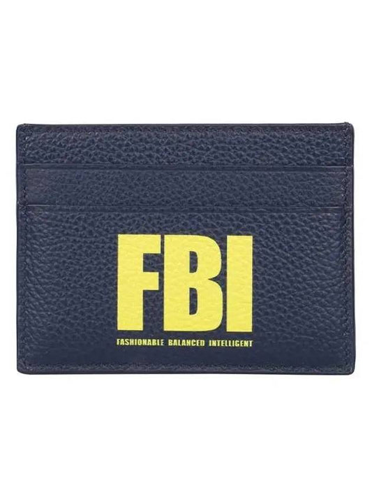 Luxury Balenciaga FBI Print Card Wallet Navy