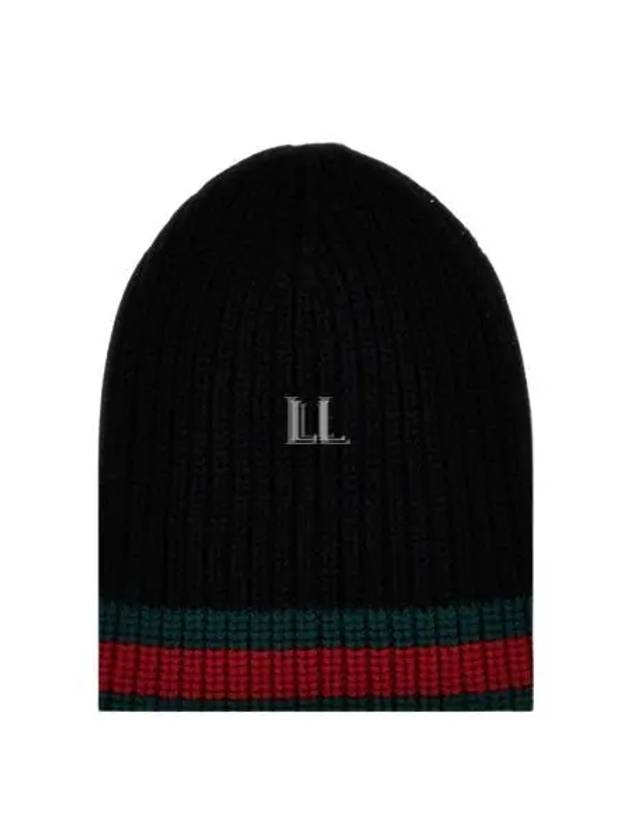 Luxury Gucci Trending 2025 Web Wool Beanie Black