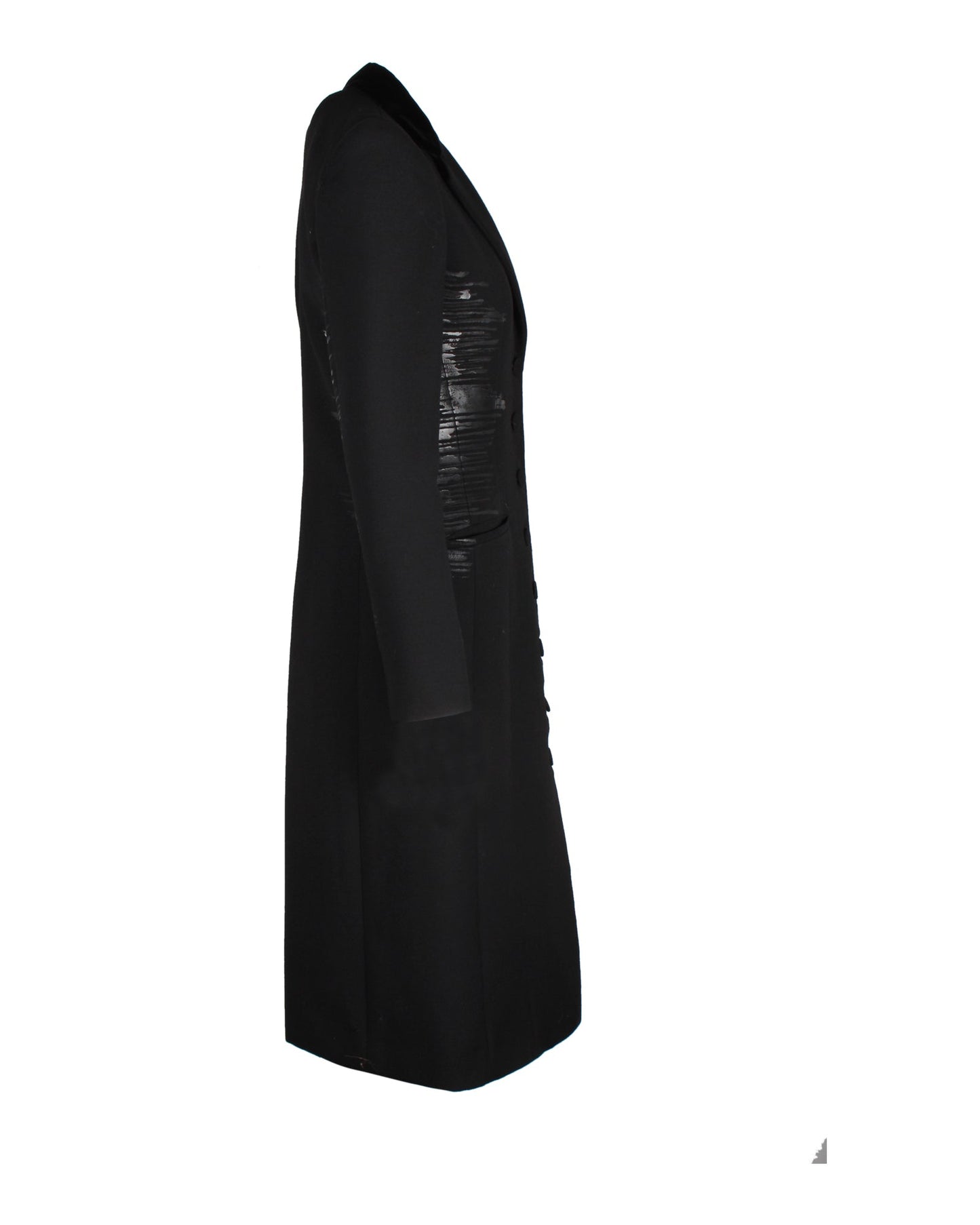 Luxury Bottega Veneta Side Stripe Coat in Black Lana Vergine