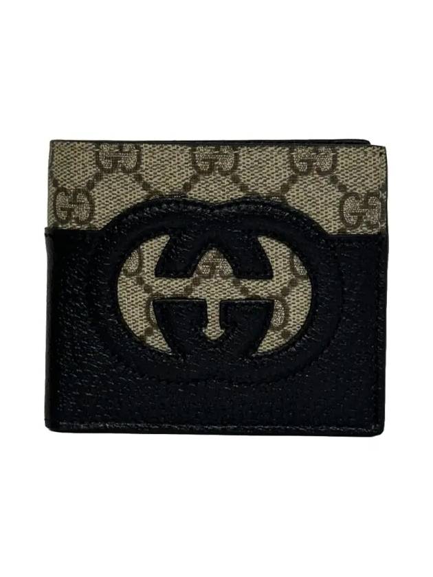 Luxury Gucci Trending 2025 Cutout Interlocking G Monogram Bifold Wallet Beige Black