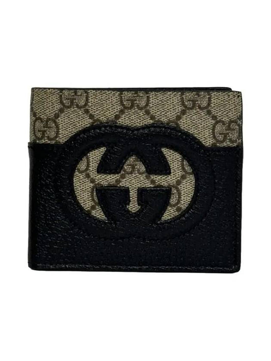 Luxury Gucci Trending 2025 Cutout Interlocking G Monogram Bifold Wallet Beige Black