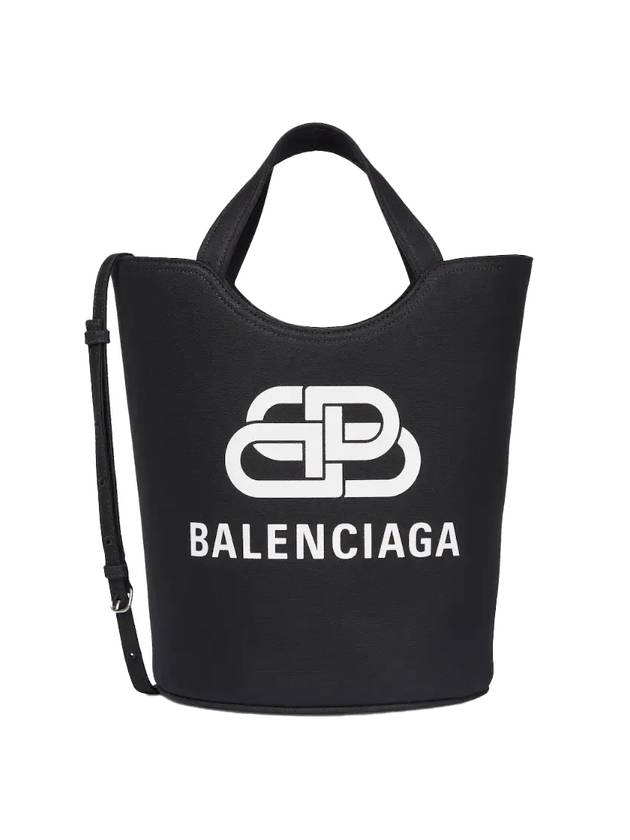 Luxury Balenciaga Wave Logo Medium Tote Bag Black