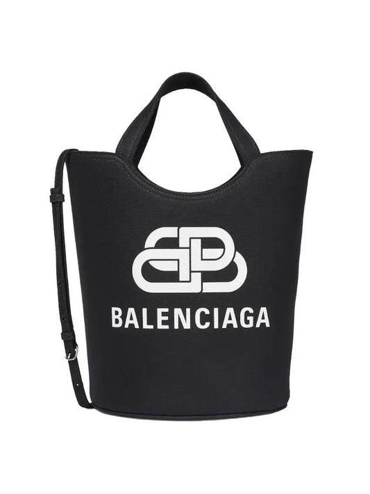 Luxury Balenciaga Wave Logo Medium Tote Bag Black