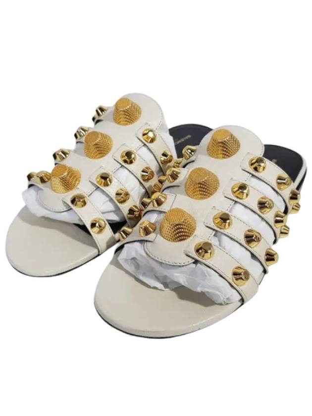 Luxury Balenciaga Stud Strap Slippers White