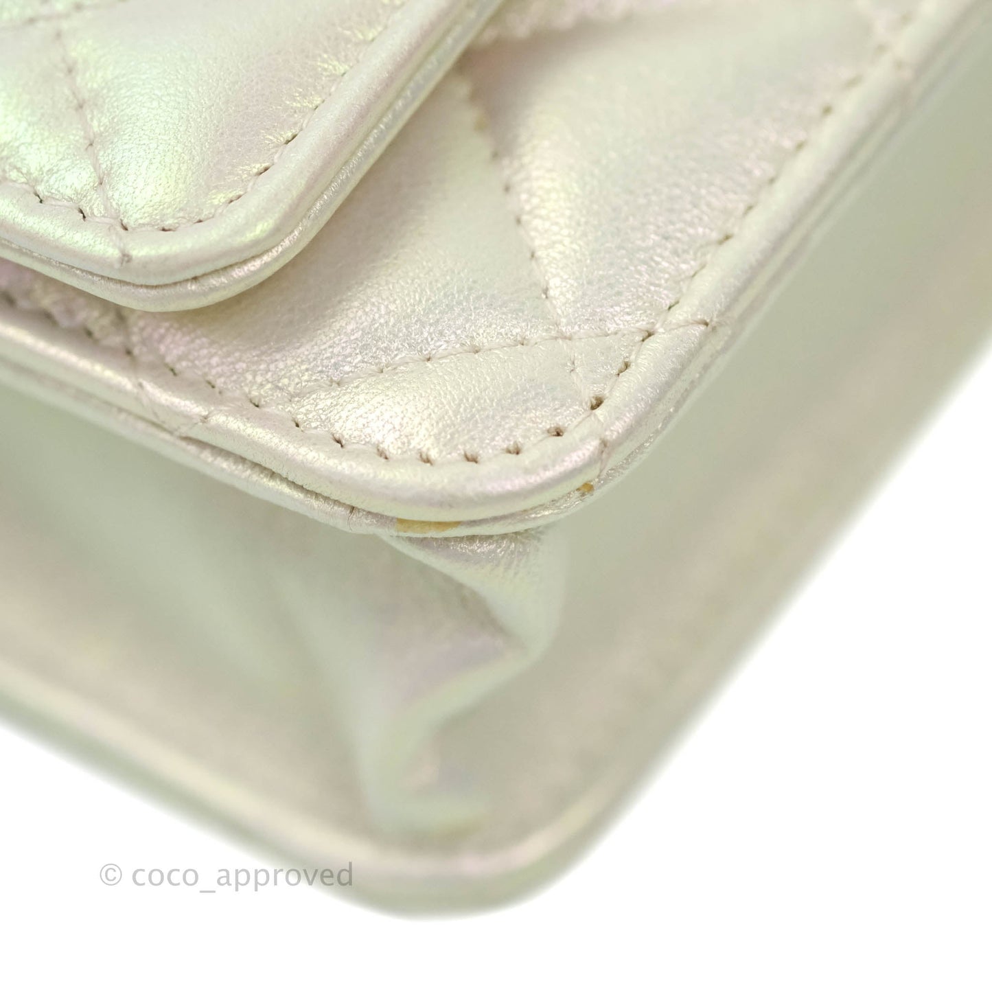 Chanel Quilted Wallet on Chain WOC Iridescent Ivory Light Gold Hardware