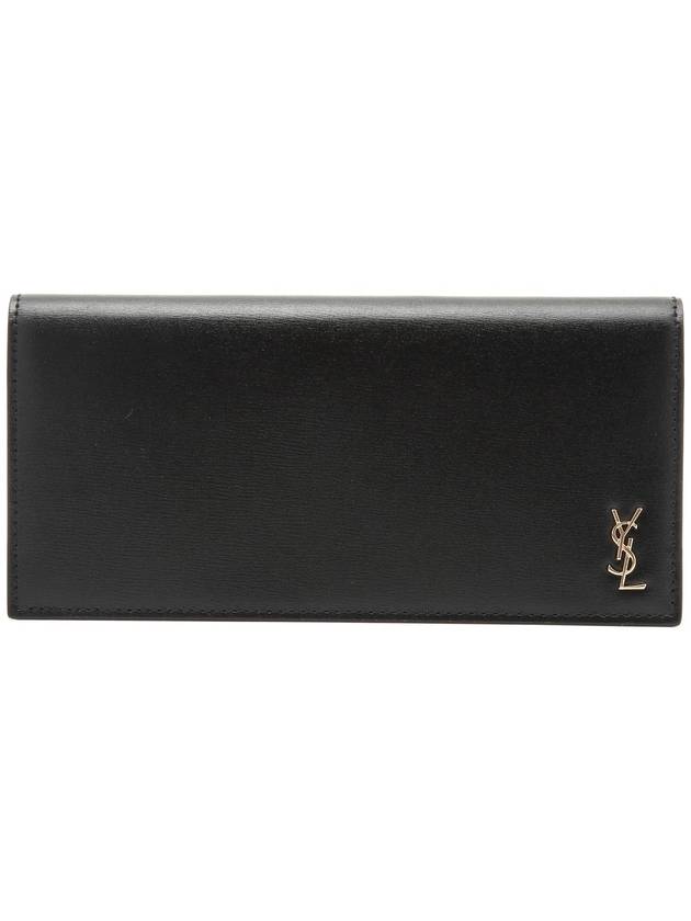 Luxury Saint Laurent Tiny Monogram Leather Long Wallet Black