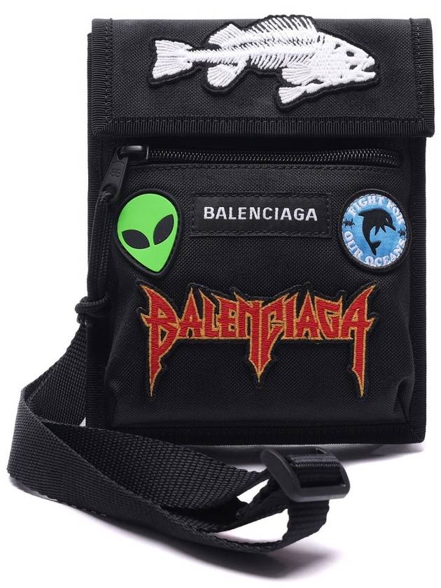 Luxury Balenciaga Explorer Pouch Strap Cross Bag Black