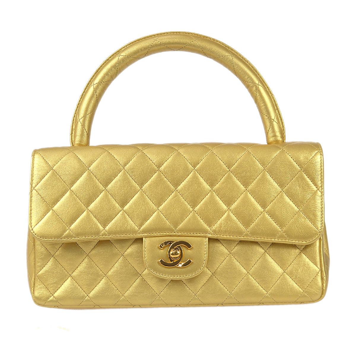 Luxury Chanel 1991-1994 Classic Flap Handbag Gold Lambskin