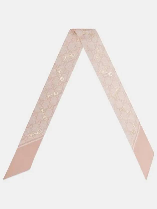 Luxury Gucci Trending 2025 Horsebit GG Print Silk Neck Bow Scarf Rose Pink