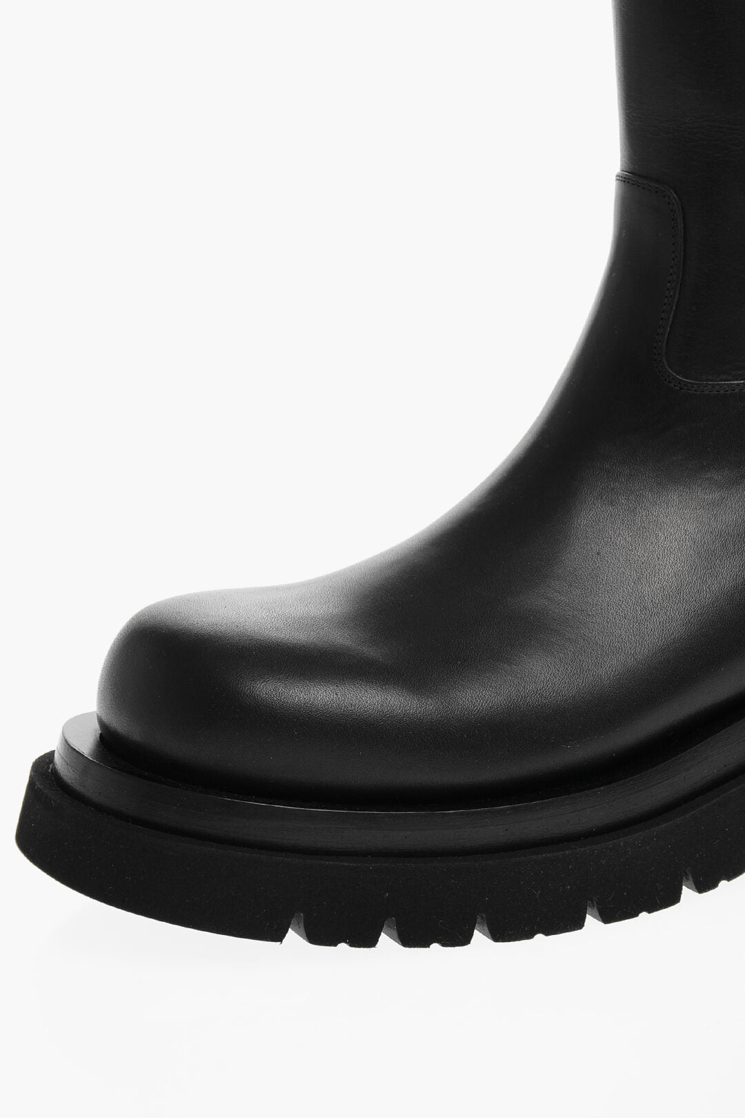 Luxury Bottega Veneta Leather Biker Booties With Rubber Sole