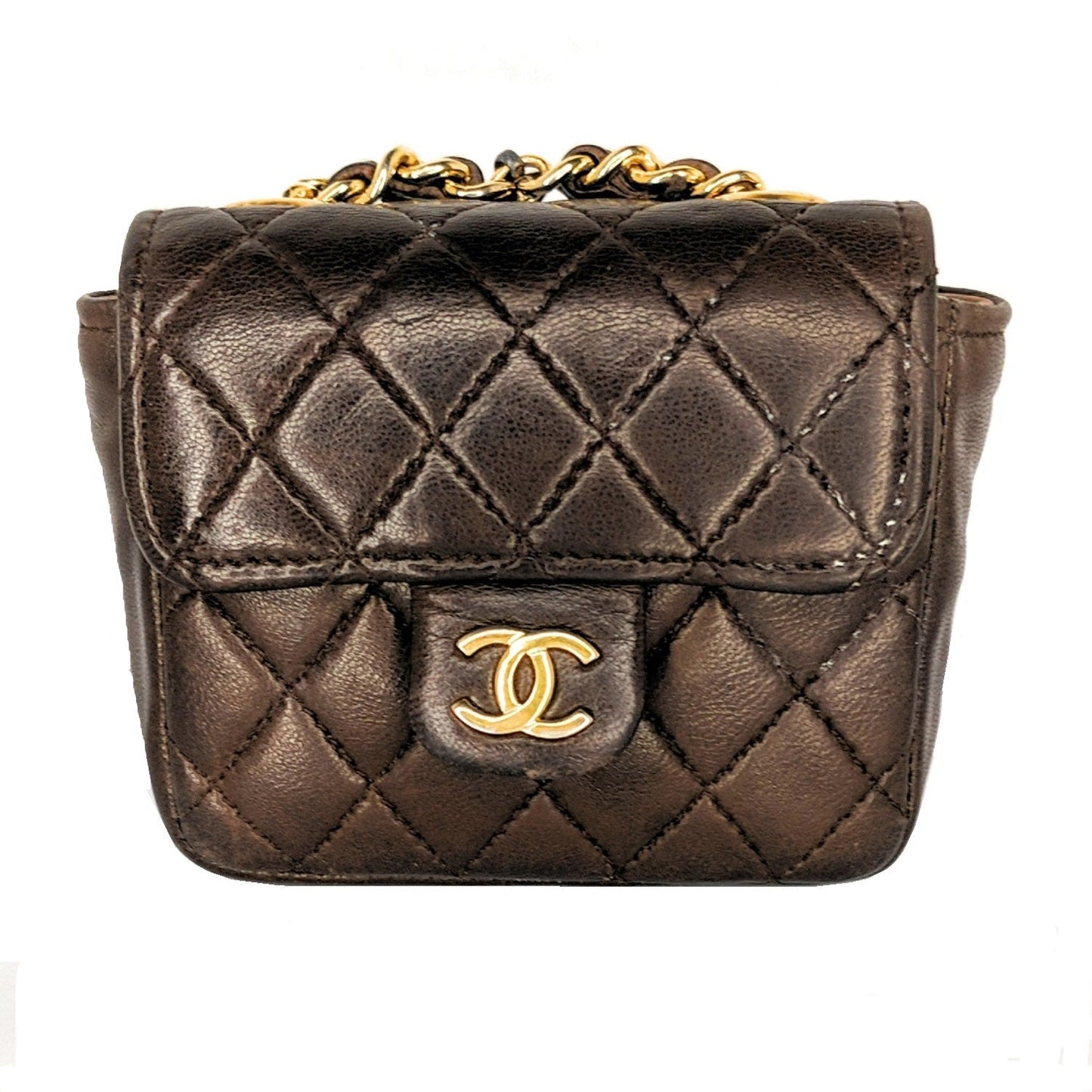 Luxury Chanel bag Vintage Brown Quilted Micro Belt Bag