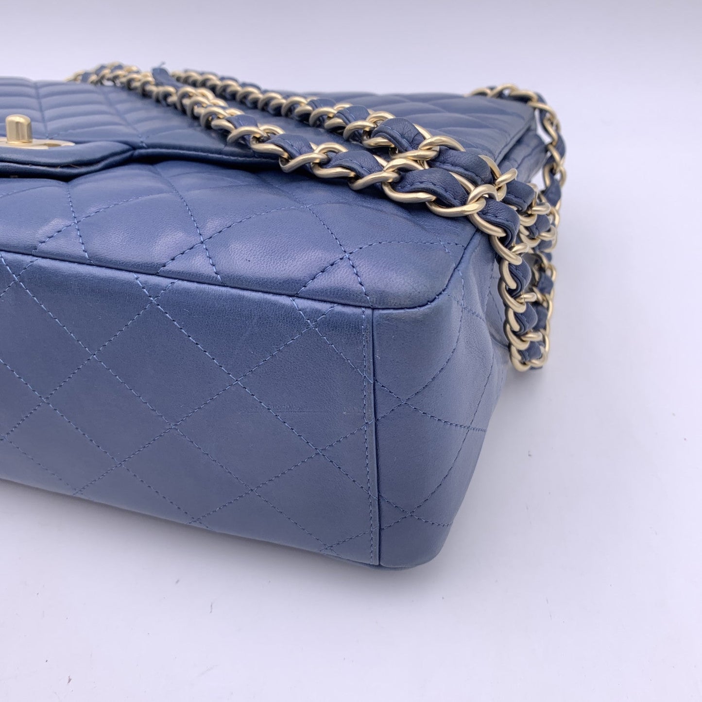 CHANEL Blue Quilted Leather Maxi Timeless Classic 2.55 Single Flap Bag