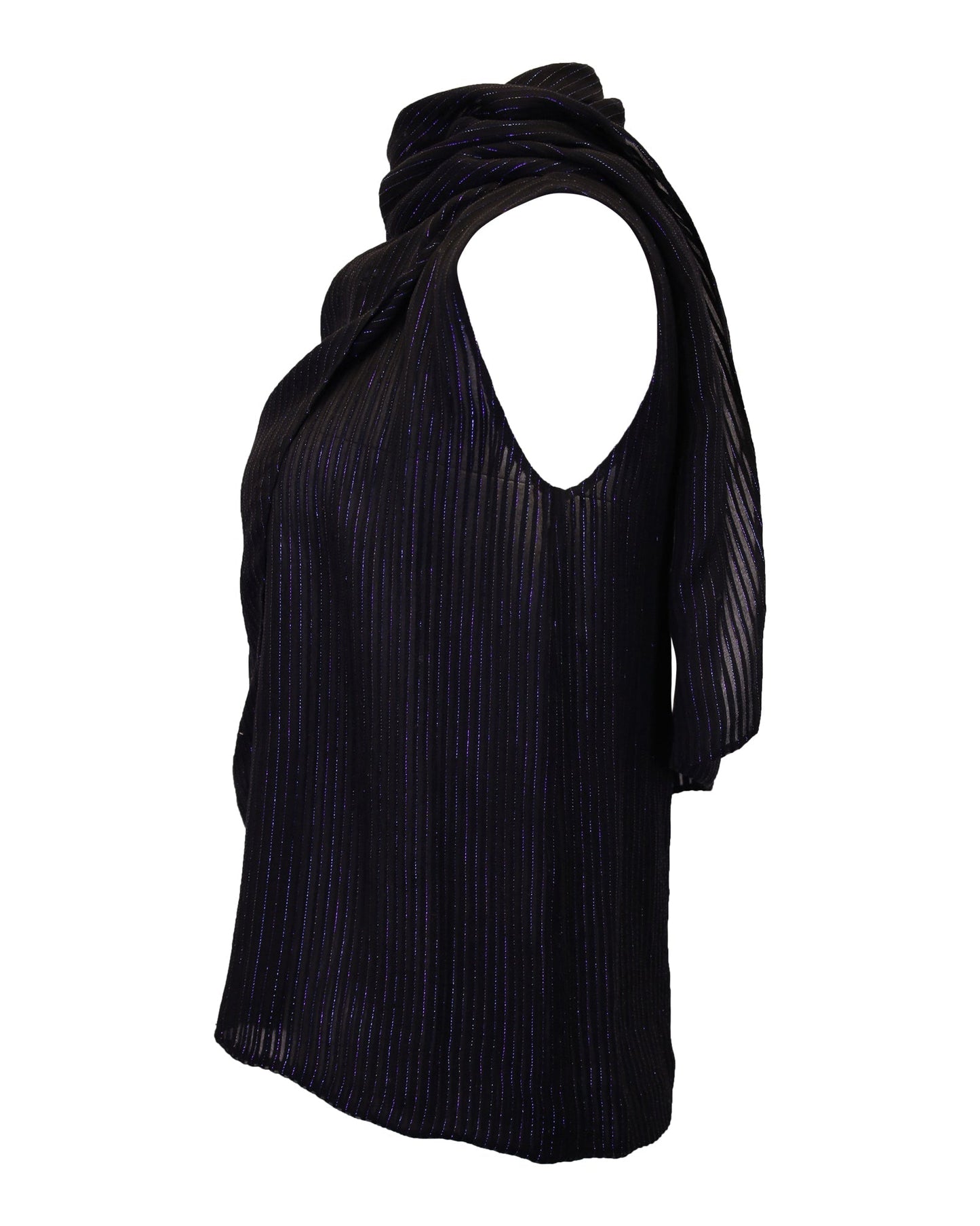 Luxury Gucci Trending 2025 Metallic Stripe Sleeveless Top in Black Silk