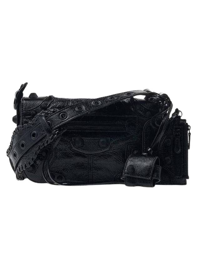 Luxury Balenciaga Le Cagole XS Lambskin Flap Cross Bag Black