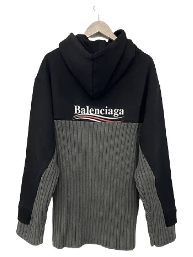 Luxury Balenciaga Wave Logo Knit Hoodie Black