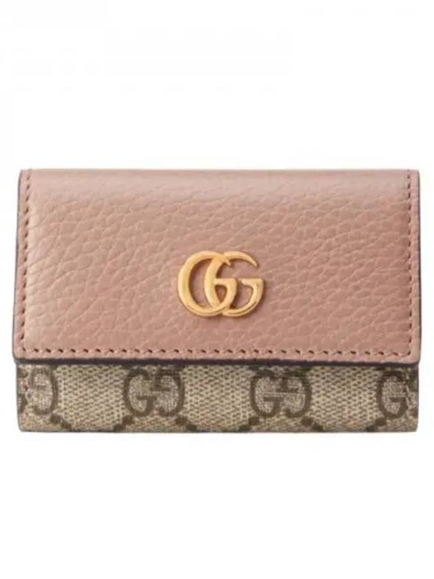 Luxury Gucci Trending 2025 GG Marmont Leather Key Case Half Wallet Pink
