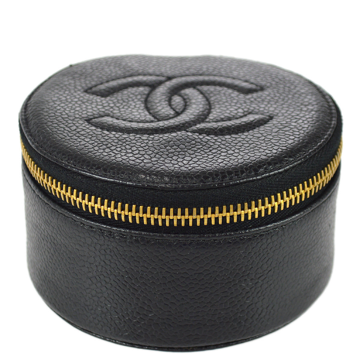 Luxury Chanel 1994-1996 Black Caviar Jewelry Case Pouch