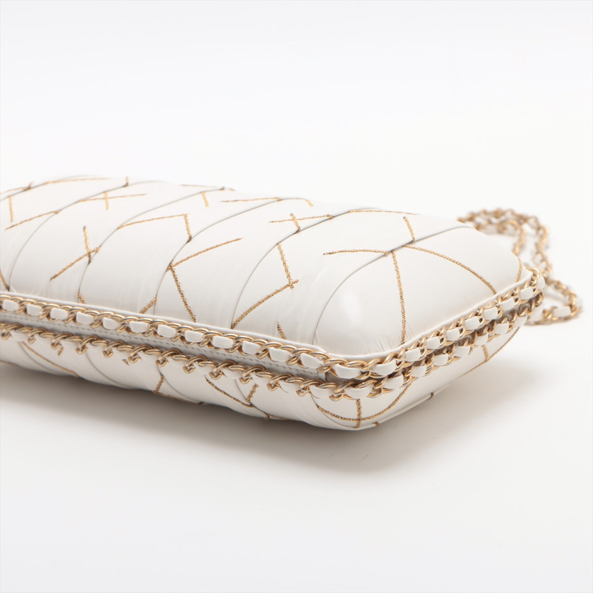 Chanel Coco Leather Chain Shoulder Bag White G  29th