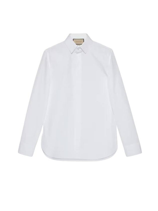 Luxury Gucci Trending 2025 Double G Cotton Silk Long Sleeve Shirt White