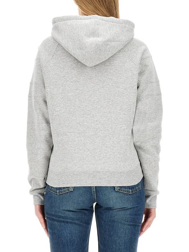 Luxury Saint Laurent Logo Kangaroo Pocket Fleece Hoodie Grey