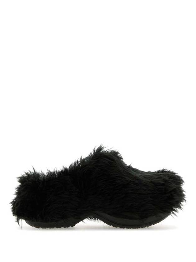 Luxury Balenciaga Fake Fur Mule Black