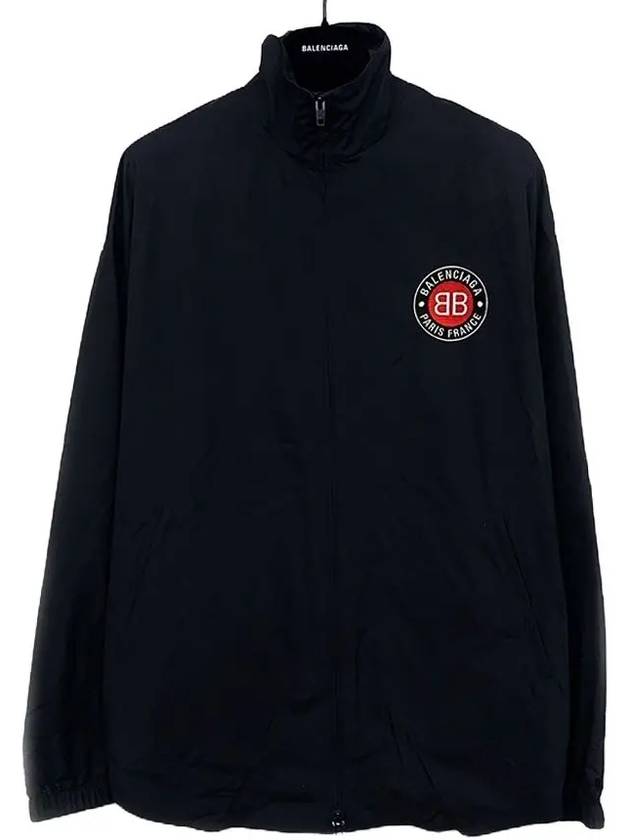 Luxury Balenciaga High Neck Logo Zip-up Jacket Black