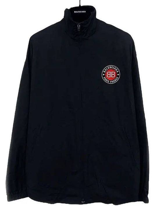 Luxury Balenciaga High Neck Logo Zip-up Jacket Black