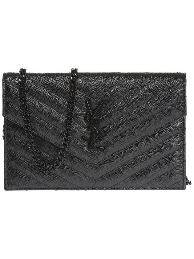 Luxury Saint Laurent Monogram Envelope Chain Small Wallet Cross Bag Black