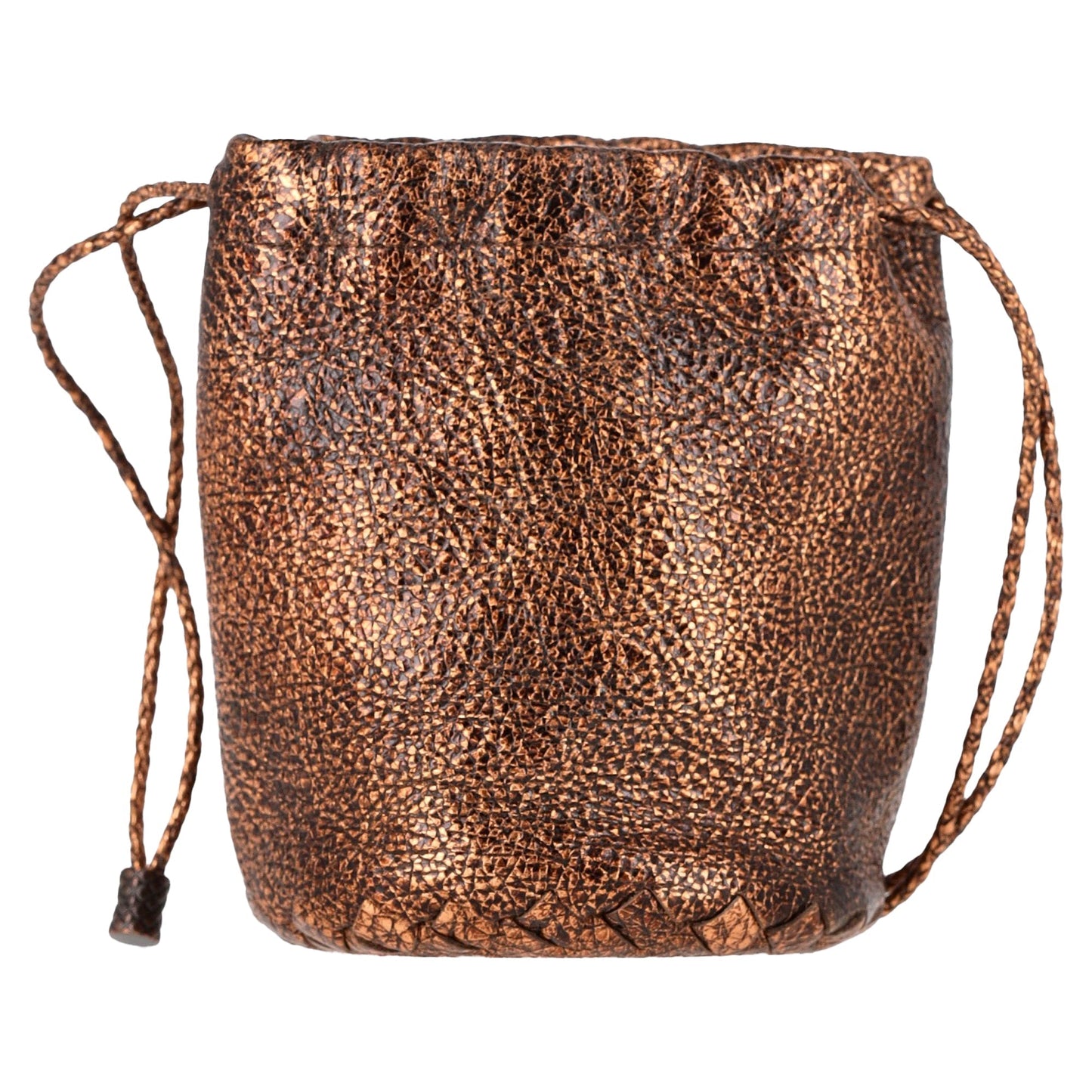 Luxury Bottega Veneta Drawstring Pouch in Bronze Cervo Leather