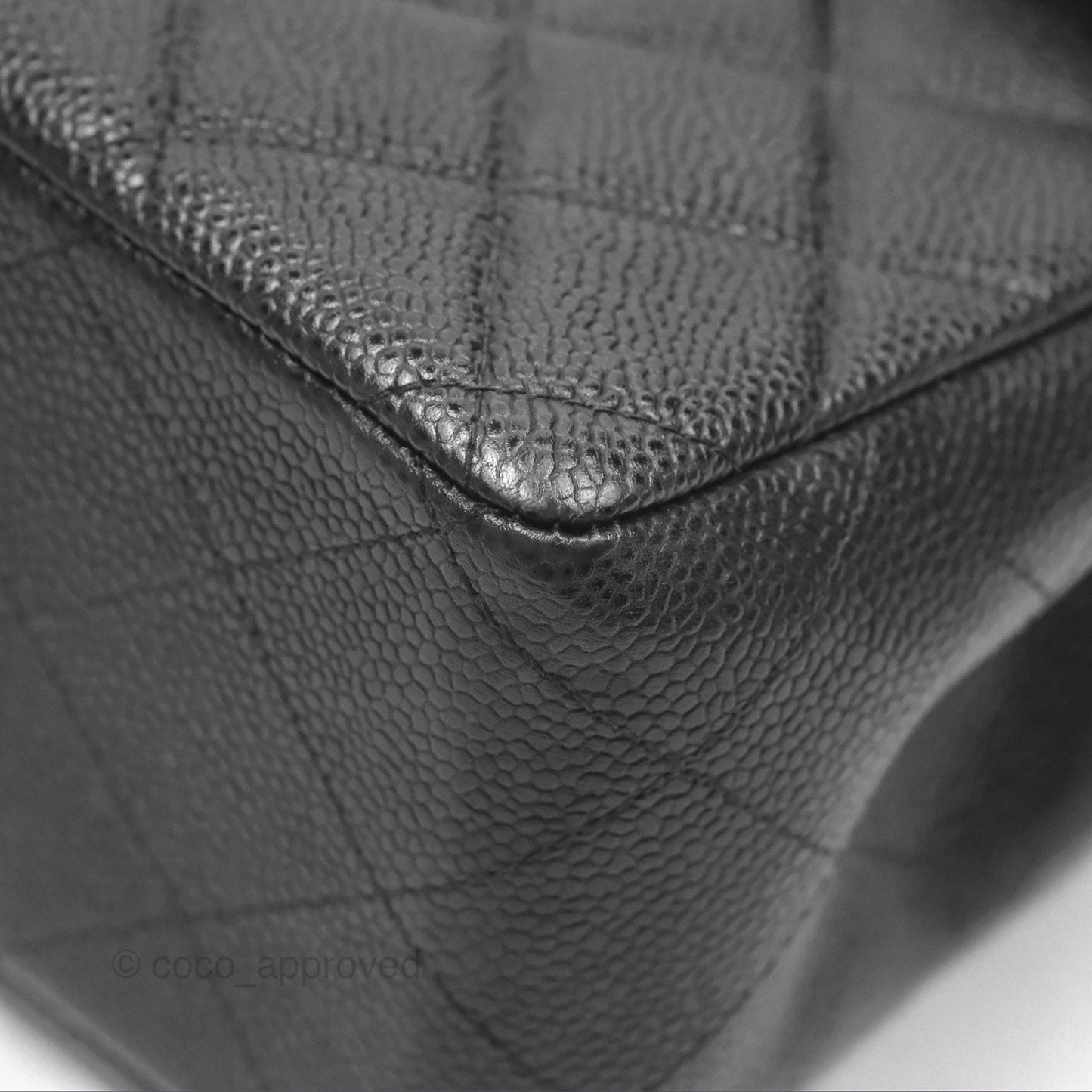 Chanel Classic Vintage Jumbo Single Flap Black Caviar Silver Hardware