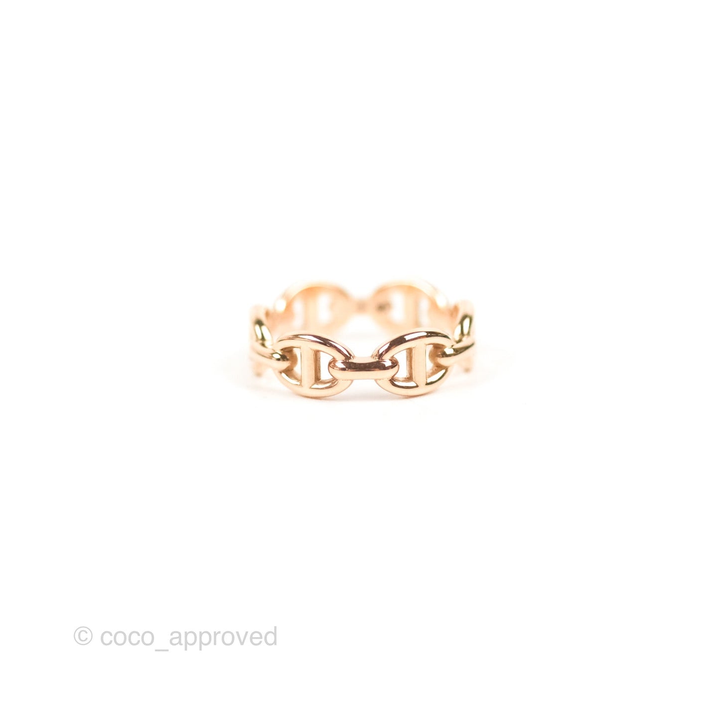 Hermès Chaine d'Ancre Enchainee Band Ring PM Rose Gold Size 51