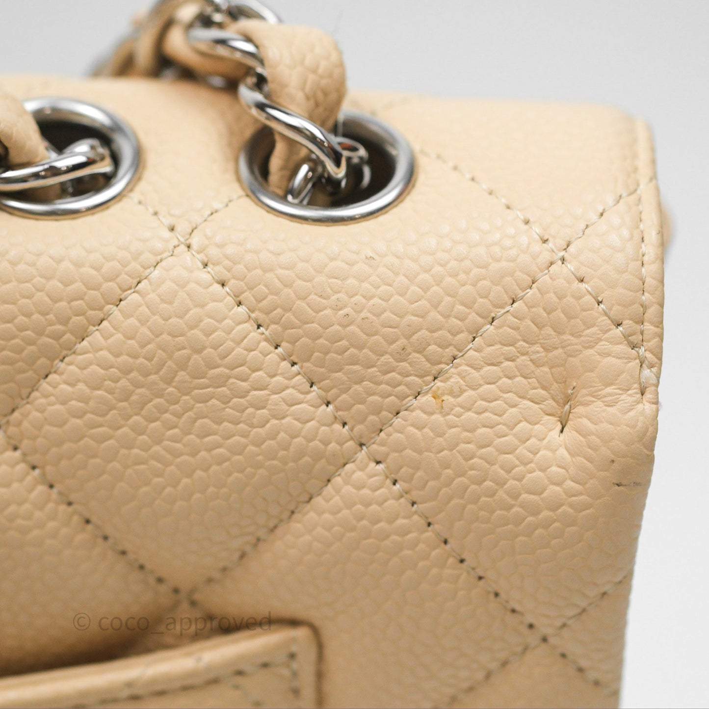 Chanel Jumbo Single Flap Beige Caviar Silver Hardware